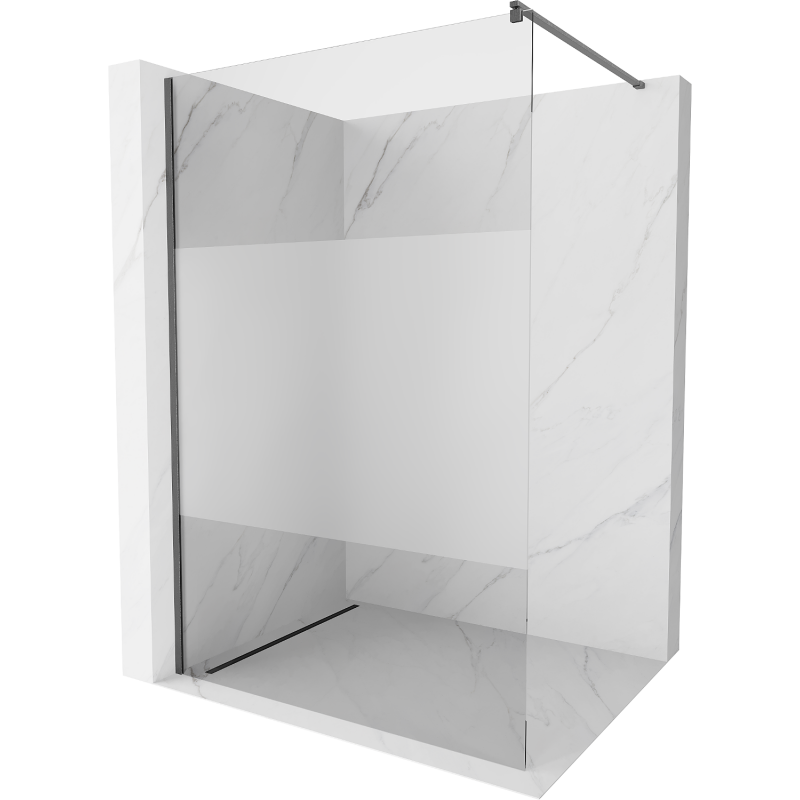 Mexen Kioto Walk-In Shower Panel 80 x 200 cm, Transparent/Frosted 8 mm, Gun Gray Brushed - 800-080-101-66-35