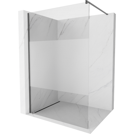Mexen Kioto Duschwand Walk-in 120 x 200 cm, transparent/mattiert 8 mm, gebürstet gun grau - 800-120-101-66-35