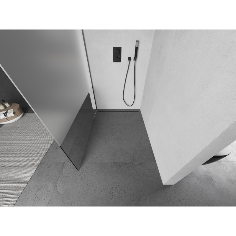 Mexen Kioto dušisein Walk-in 120 x 200 cm, läbipaistev/jäätunud 8 mm, püssihall harjatud - 800-120-101-66-35