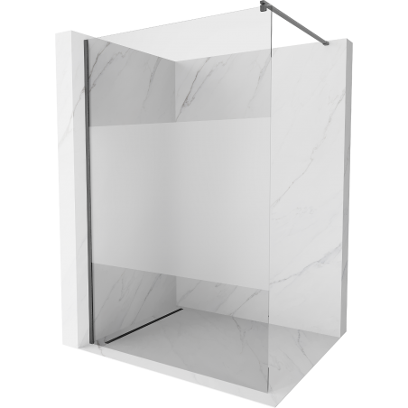 Mexen Kioto Walk-in Shower Wall 130 x 200 cm, Transparent/Frosted 8 mm, Brushed Gun Gray - 800-130-101-66-35