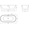 Mexen Luna vrijstaande badkuip 180 x 80 cm, wit, overloop goud geborsteld - 52031808000-55