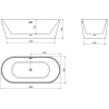 Mexen Luna freistehende Badewanne 180 x 80 cm, weiß/schwarz, mit Chromabfluss - 52031808075-01