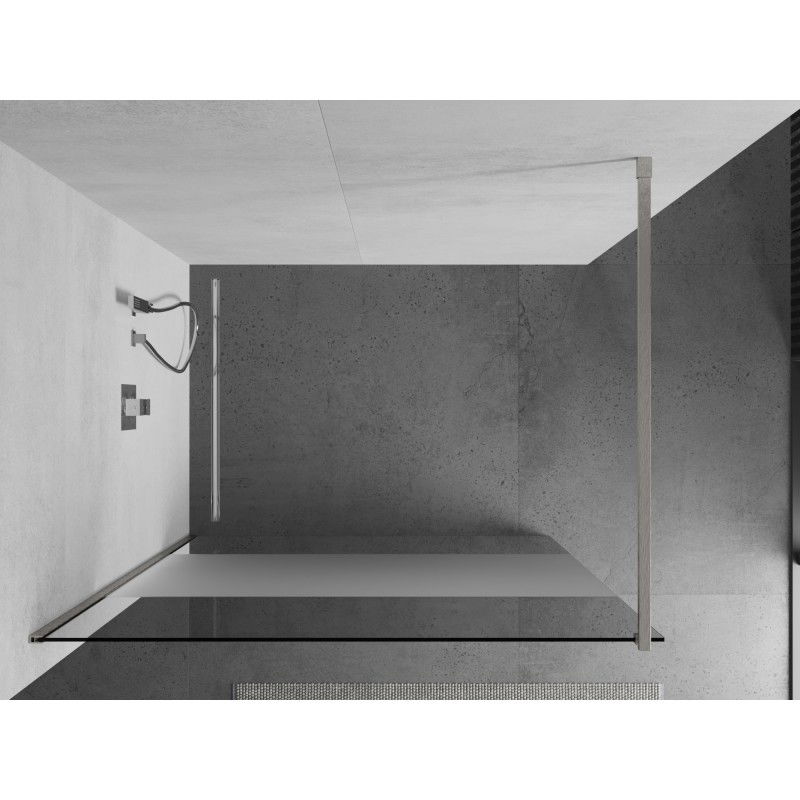 Mexen Kioto Duschwand Walk-in 90 x 200 cm, transparent/eisgrau 8 mm, gebürsteter Nickel - 800-090-101-97-35