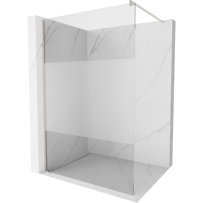 Mexen Kioto shower screen Walk-in 140 x 200 cm, transparent/frosted 8 mm, brushed nickel - 800-140-101-97-35