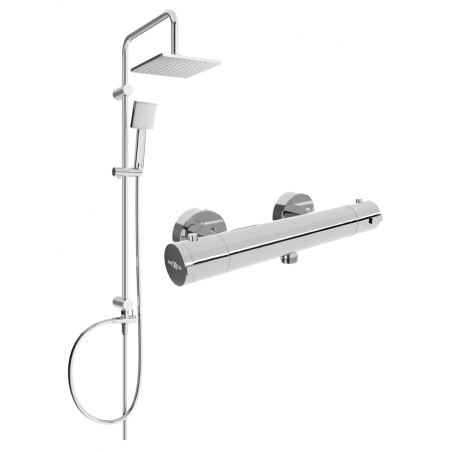 Mexen Tord Aufputz-Duschsystem mit Regenbrause und thermostatischer Duscharmatur Kai, Chrom - 77100200-00