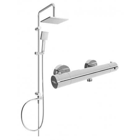 Mexen Tord exposed shower set with rain shower and Kai thermostatic shower mixer, chrome - 77100200-00