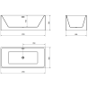 Mexen Nita freistehende Badewanne 170 x 80 cm, weiß/schwarz, Abfluss gun gray gebürstet - 52091708075-66