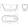 Mexen Alta vrijstaande badkuip 170 x 75 cm, wit, gouden overloop - 52141707500-50