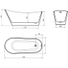 Mexen Alta freistehende Badewanne 170 x 75 cm, weiß, gebürsteter Messingüberlauf - 52141707500-65