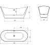 Mexen Celia freistehende Badewanne 170 x 75 cm, weiß, mit Überlauf chrom - 52331707500-01