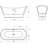 Mexen Celia vrijstaande badkuip 170 x 75 cm, wit, overloop geborsteld goud - 52331707500-55