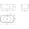 Mexen Oval freistehende Wandwanne 140 x 75 cm, weiß, weißer Überlauf - 52671407500-20