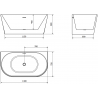 Mexen Ovale vrijstaande wandbadkuip 140 x 75 cm, wit, witte overloop - 52671407500-20
