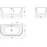 Mexen Oval vrijstaande ligbad tegen de muur 150 x 75 cm, wit, overloop goud - 52671507500-50