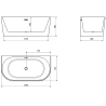 Baignoire Mexen Oval autoportante murale 150 x 75 cm, blanche, trop-plein noir - 52671507500-70