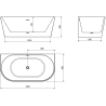 Mexen Oval freistehende Wandbadewanne 160 x 80 cm, weiß, weißer Überlauf - 52671608000-20