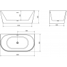 Mexen Oval vrijstaande wan op de wand 160 x 80 cm, wit, overloop gun gray geborsteld - 52671608000-66