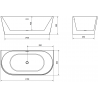 Mexen Oval vrijstaande wandbadkuip 170 x 80 cm, wit, geborsteld goud overloop - 52671708000-55