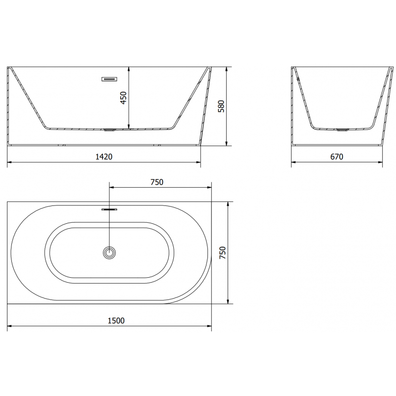 Mexen Mia vrijstaande hoekbad links 150 x 75 cm, wit, overloop goud geborsteld - 52691507500L-55