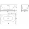Mexen Mia vrijstaande hoekbad links 150 x 75 cm, wit, overloop gun gray geborsteld - 52691507500L-66