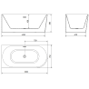 Mexen Mia freestanding corner bathtub left 150 x 75 cm, white/black, gold overflow - 52691507575L-50