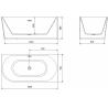 Mexen Mia Eckbadewanne freistehend rechts 150 x 75 cm, weiß/schwarz, Abfluss aus gebürstetem Kupfer - 52691507575P-65