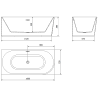 Mexen Mia Badewanne freistehend mit linken Ecke 160 x 75 cm, weiß, weißer Überlauf - 52691607500L-20