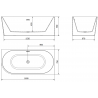 Mexen Mia vrijstaande hoekbadkuip rechts 160 x 75 cm, wit, overloop in geborsteld koper - 52691607500P-65