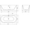 Baignoire Mexen Mia autoportante d'angle droite 160 x 75 cm, blanche, trop-plein gun metal - 52691607500P-95