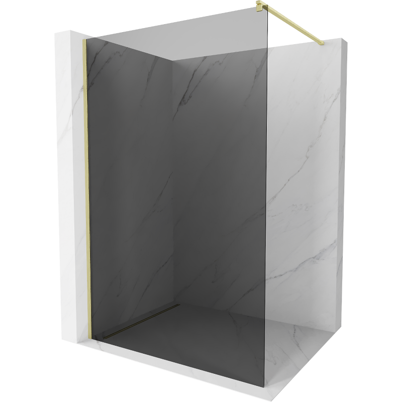 Mexen Kioto Duschwand Walk-in 70 x 200 cm, Graphit 8 mm, gebürstet Gold - 800-070-101-55-40