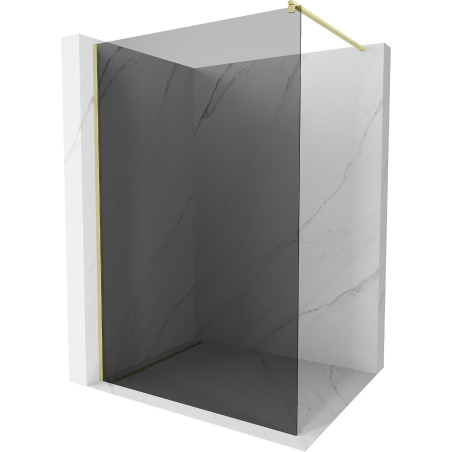 Mexen Kioto Walk-in Duschwand 100 x 200 cm, grafit 8 mm, gebürstetes Gold - 800-100-101-55-40