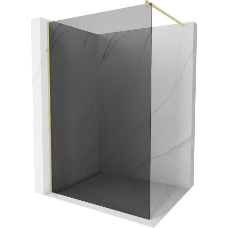 Mexen Kioto Walk-in Shower Wall 140 x 200 cm, Graphite 8 mm, Brushed Gold - 800-140-101-55-40