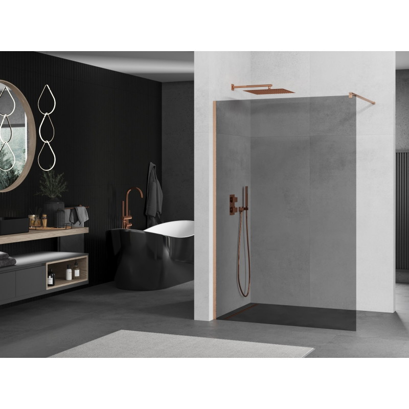 Mexen Kioto dušisein Walk-in 80 x 200 cm, grafiit 8 mm, harjatud vask - 800-080-101-65-40