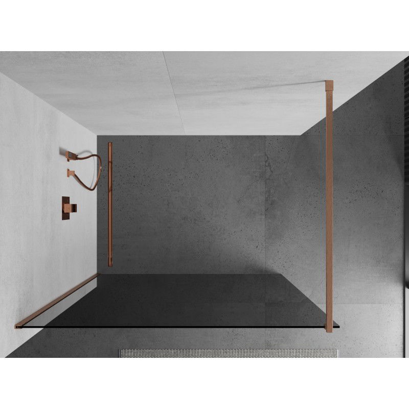 Mexen Kioto parete doccia Walk-in 90 x 200 cm, grafite 8 mm, rame spazzolato - 800-090-101-65-40