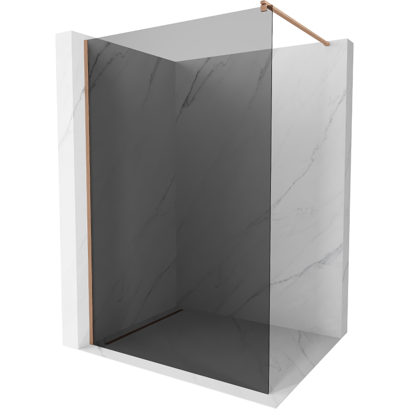 Mexen Kioto parede de chuveiro Walk-in 90 x 200 cm, grafite 8 mm, cobre escovado - 800-090-101-65-40