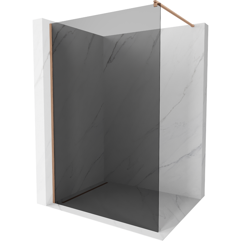 Mexen Kioto Walk-in Duschwand 100 x 200 cm, graphit 8 mm, gebürstetes Messing - 800-100-101-65-40