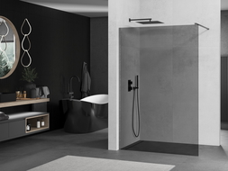 Mexen Kioto paroi de douche Walk-in 90 x 200 cm, graphite 8 mm, gris canon brossé - 800-090-101-66-40