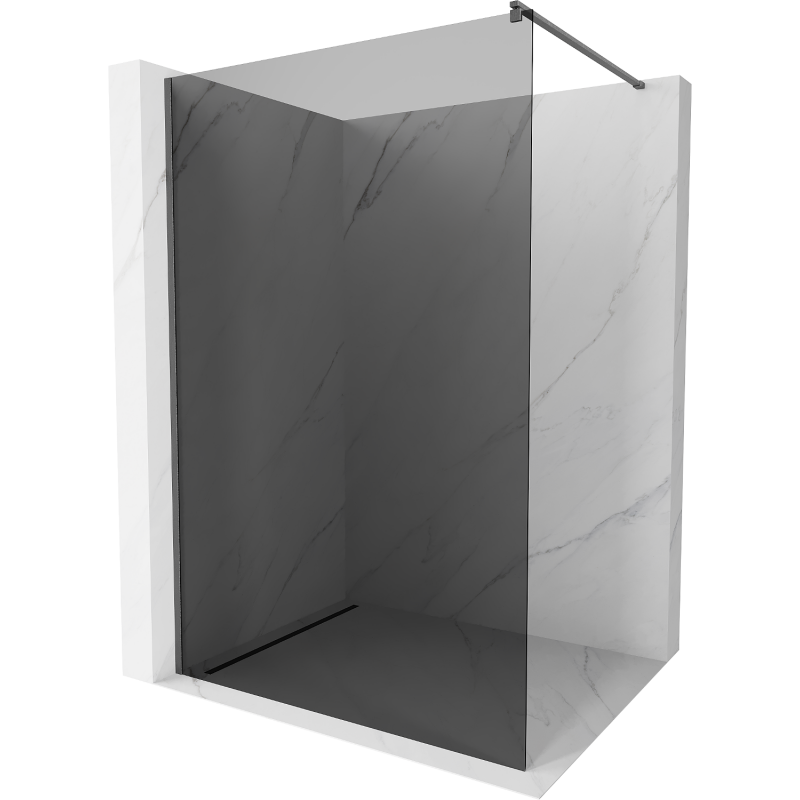 Mexen Kioto Walk-in Duschwand 90 x 200 cm, graphit 8 mm, gebürstetes gun gray - 800-090-101-66-40