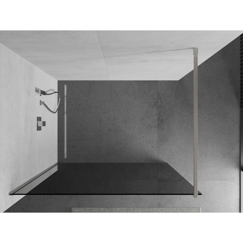 Mexen Kioto duschvägg Walk-in 90 x 200 cm, grafit 8 mm, borstad nickel - 800-090-101-97-40