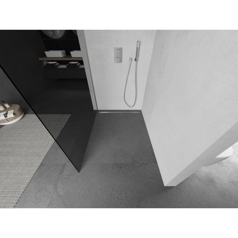 Mexen Kioto duschvägg Walk-in 100 x 200 cm, grafit 8 mm, borstad nickel - 800-100-101-97-40