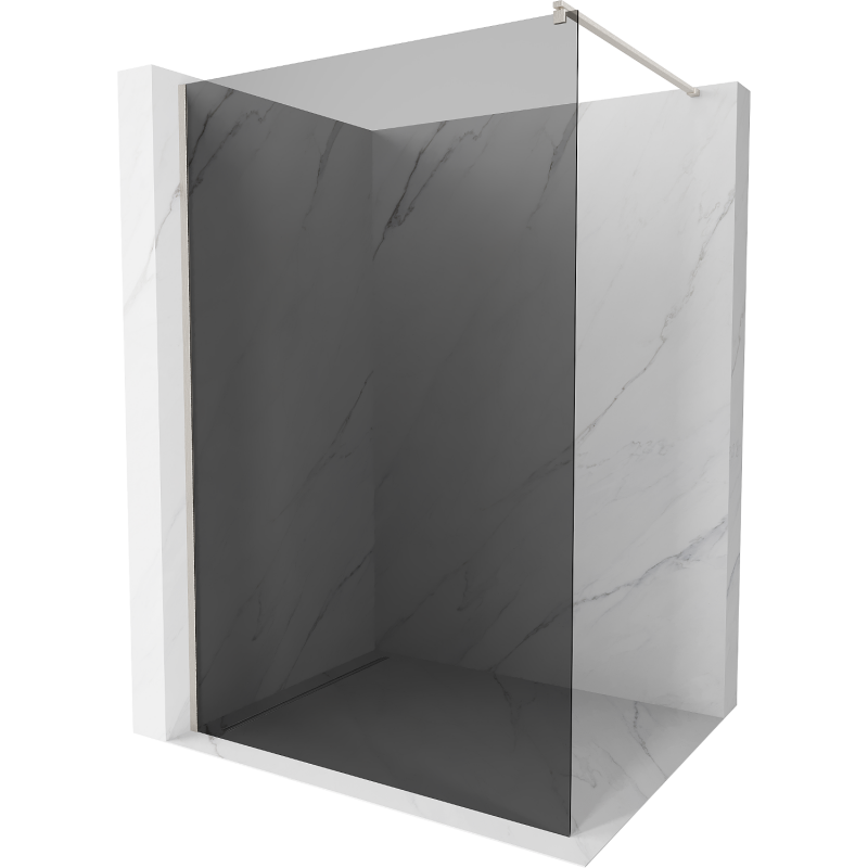 Mexen Kioto Duschwand Walk-in 100 x 200 cm, Graphit 8 mm, gebürsteter Nickel - 800-100-101-97-40