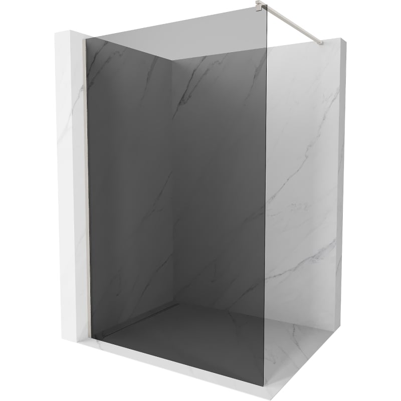 Mexen Kioto walk-in tuš stijena 130 x 200 cm, grafit 8 mm, brušeni nikal - 800-130-101-97-40