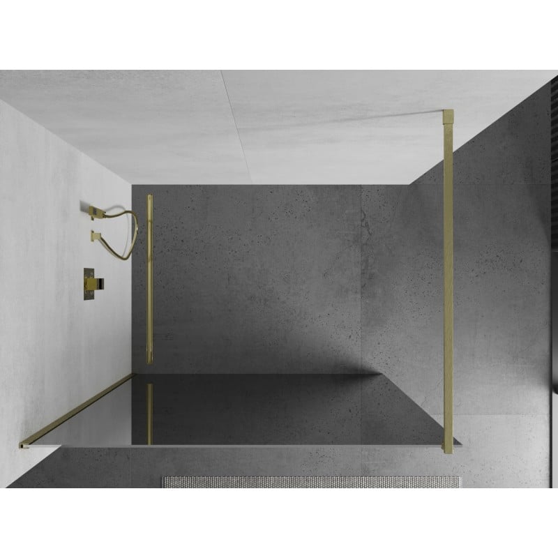 Mexen Kioto paroi de douche Walk-in 90 x 200 cm, miroir 8 mm, or brossé - 800-090-101-55-50