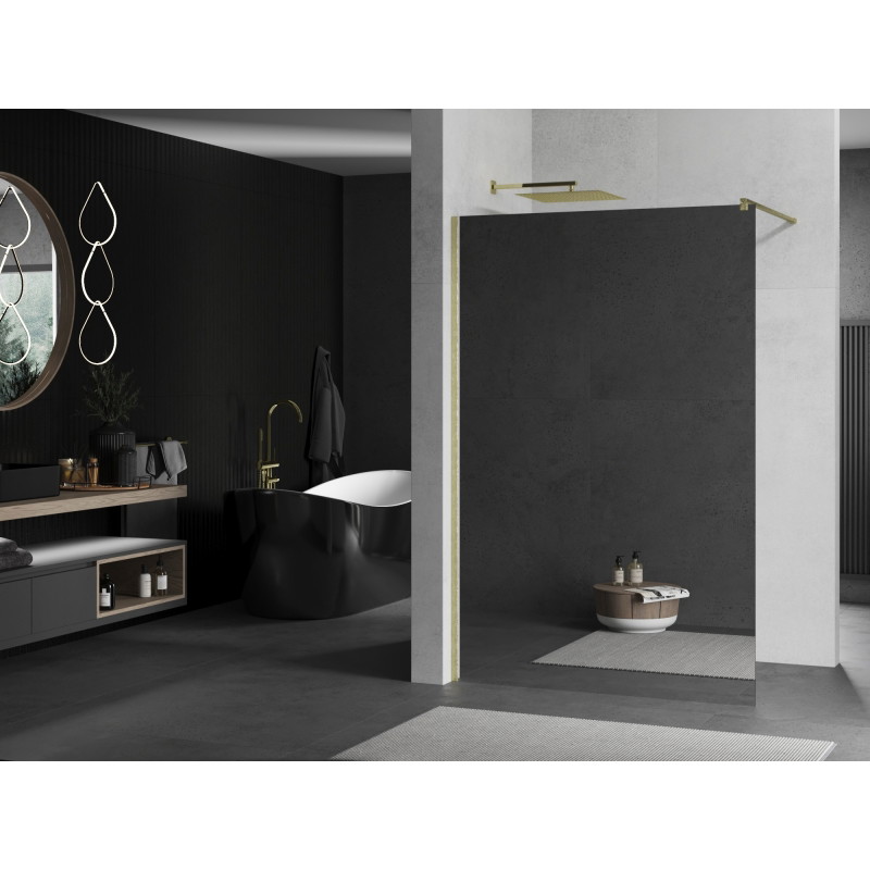 Mexen Kioto dušisein Walk-in 100 x 200 cm, peegel 8 mm, kuldne harjatud - 800-100-101-55-50
