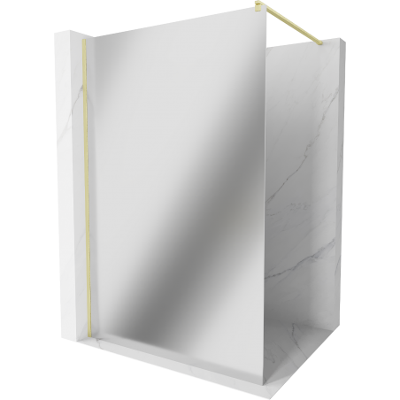 Mexen Kioto Duschwand Walk-in 100 x 200 cm, Spiegel 8 mm, gold gebürstet - 800-100-101-55-50