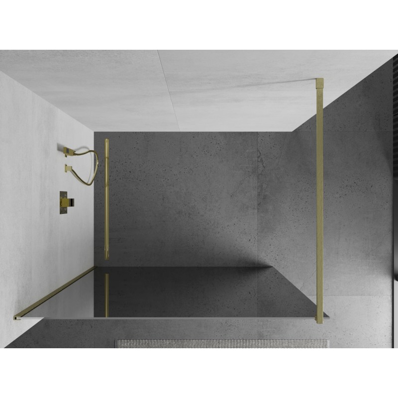 Mexen Kioto ścianka prysznicowa Walk-in 130 x 200 cm, lustro 8 mm, złota szczotkowana - 800-130-101-55-50