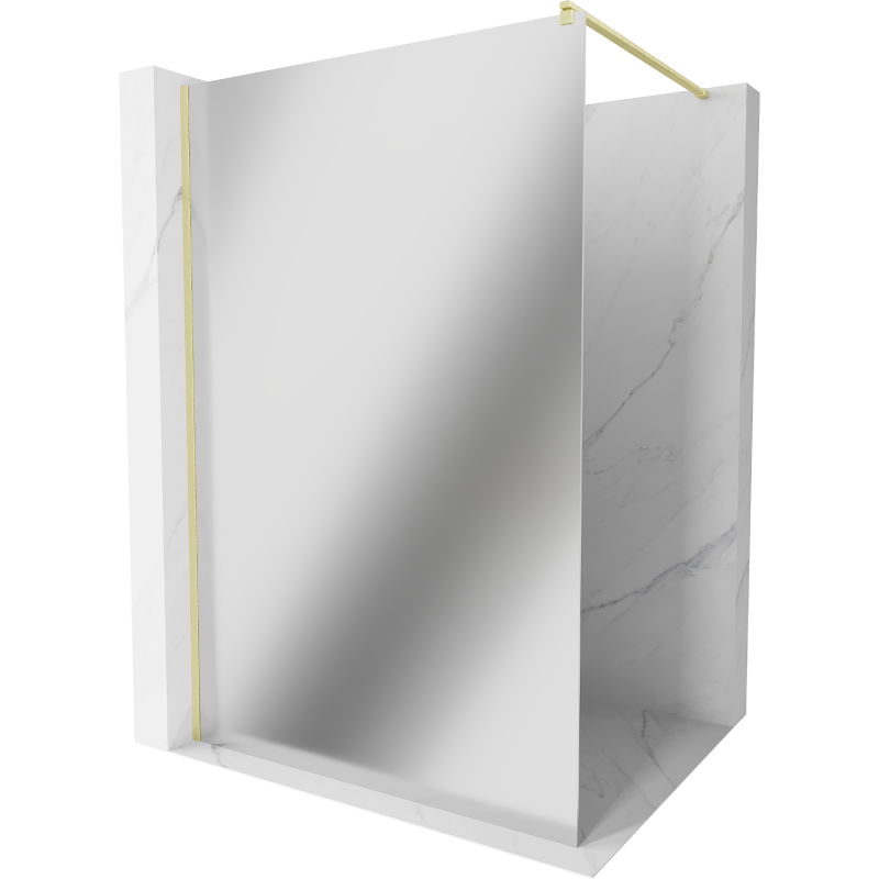Mexen Kioto Duschvägg Walk-in 130 x 200 cm, spegel 8 mm, guld borstad - 800-130-101-55-50