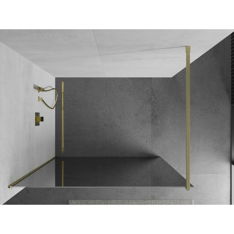 Mexen Kioto pared de ducha Walk-in 140 x 200 cm, espejo 8 mm, dorado cepillado - 800-140-101-55-50