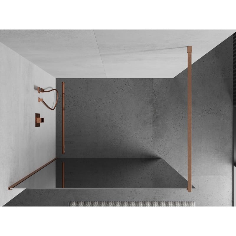 Mexen Kioto ścianka prysznicowa Walk-in 130 x 200 cm, lustro 8 mm, miedź szczotkowana - 800-130-101-65-50