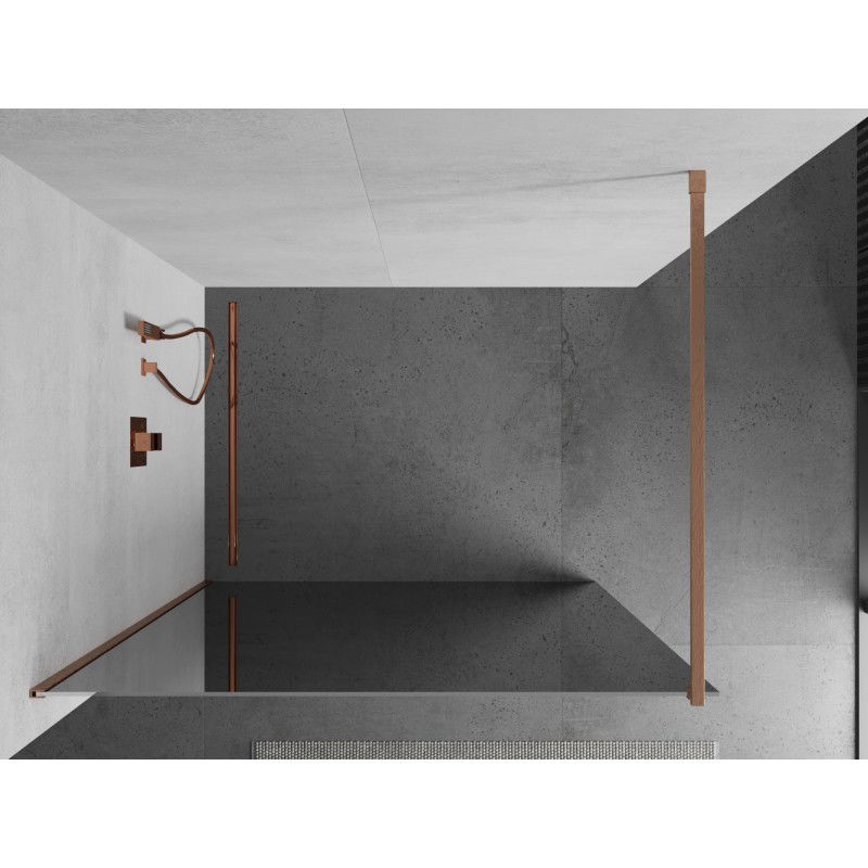 Mexen Kioto tuš pregrada Walk-in 130 x 200 cm, ogledalo 8 mm, brušeni baker - 800-130-101-65-50